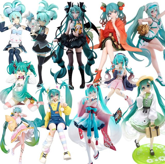 Bandai Hatsune Miku Actionfigur, stehende und sitzende Pose, Kunststoff - Bild 1