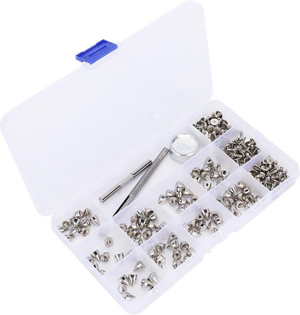 GoolRC Nieten Spikes Schrauben Set aus Zinklegierung für DIY Dekoration in Weiß, Größe: 7 x 9 mm - Bild 1