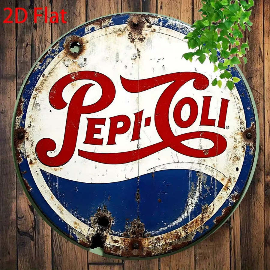 Vintage Pepsi-Cola Aluminium-Blechschild rund in Blau-Weiß für deine Wandgestaltung - Bild 6