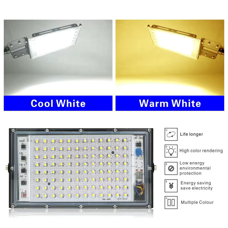 DSELCHUN 100W LED Außenflutlicht IP65 Wasserdichte Wandleuchte in Schwarz für Garten und Straße - Bild 3