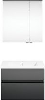 Get2You Badmöbel-Set twenty one, 3-teilig, grau, mit Waschtisch, Spiegelschrank und LED-Beleuchtung, B/H/T: 62 x 67 x 51 cm - Bild 1