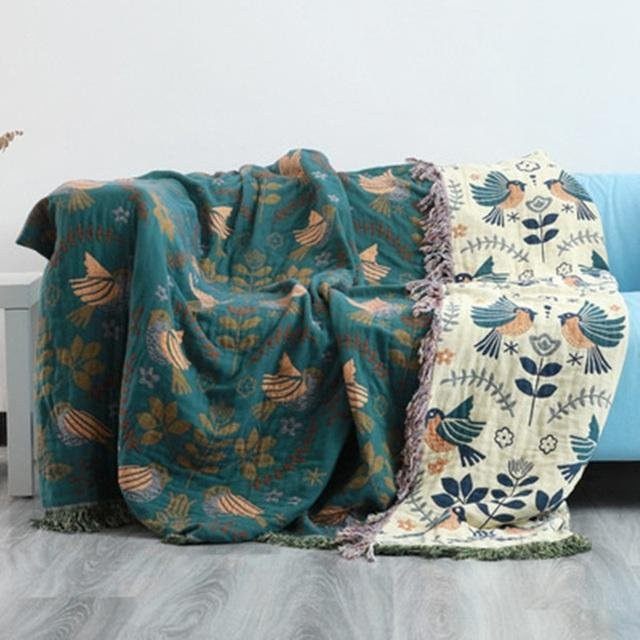 Musselindecke Sommersofabezug von A Family Of Home Textiles in Grau, atmungsaktive Gazequaste-Decke aus Baumwolle und Polyester, B/B: 150 x 200 cm - Bild 1