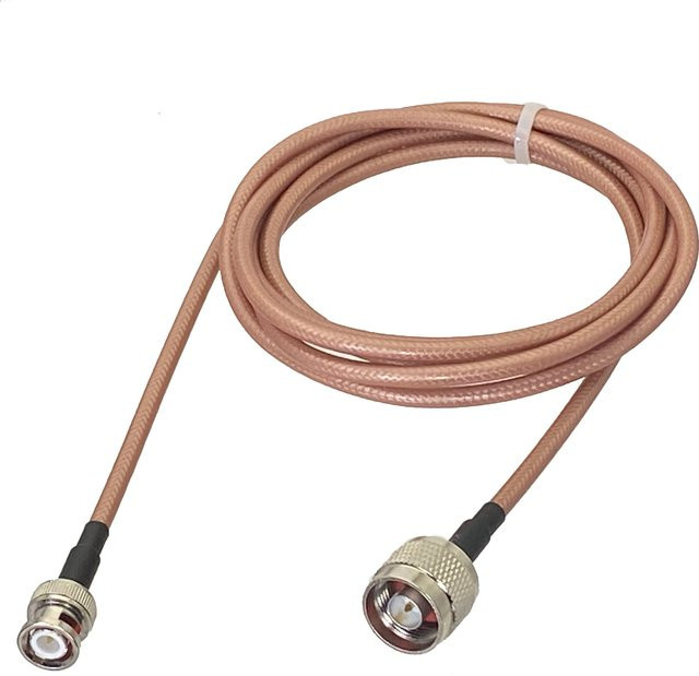 RG400 RF-Koaxialstecker Pigtail-Jumper FJP-640 mit doppelt geschirmtem N-Stecker auf BNC-Stecker in Silber - Bild 1
