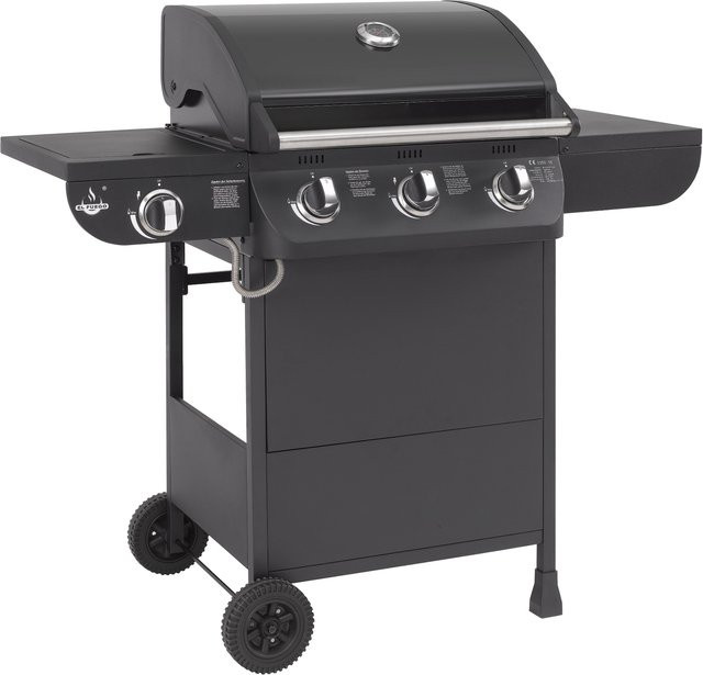 El Fuego Gasgrill Columbus mit 3 Brennern und Seitenbrenner, Schwarz, B/T/H: 117,5 x 107,5 x 58,5 cm - Bild 1