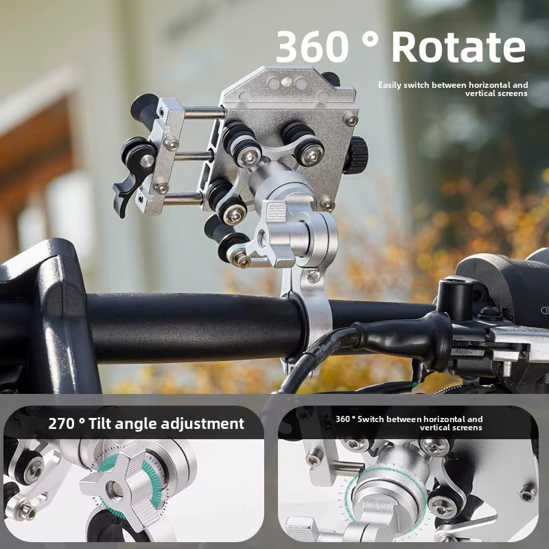 WOSAWE Motorrad-Handyhalter aus Legierung mit Stoßdämpfern in Silber - Bild 2