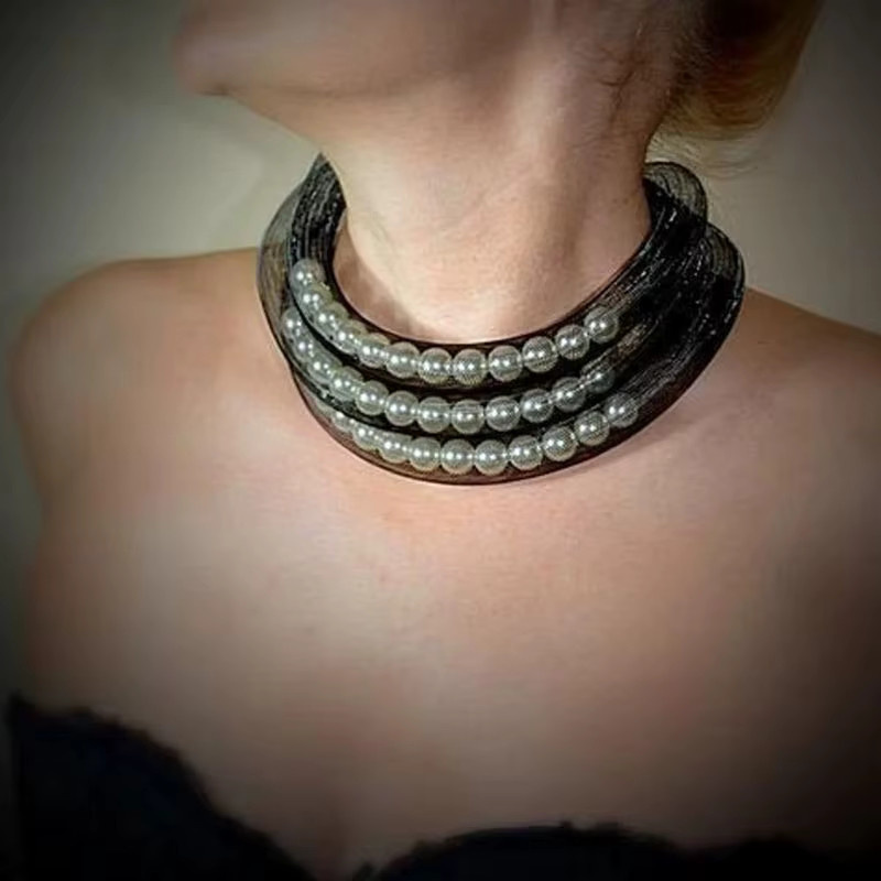Halskette TOTABC, Perle, Schwarz, Boho, Damen - Bild 2