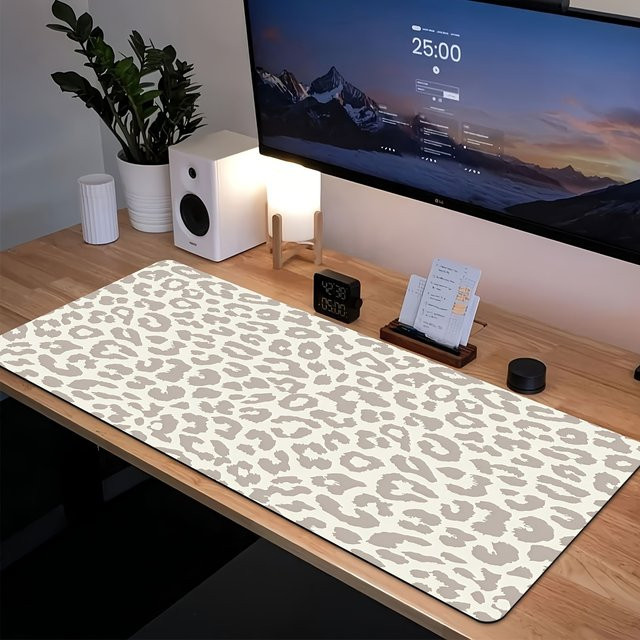 Mairuige XL/XXL Computer-Tastatur und Mauspad im Leopard-Design, Beige/Braun/Weiß - Bild 1