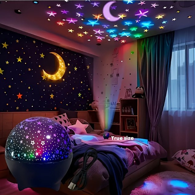 LINYILIGHT RGB LED Sternenmond Galaxy Projektionslampe mit integrierten LEDs für Kinder und Raumdekoration - Bild 1