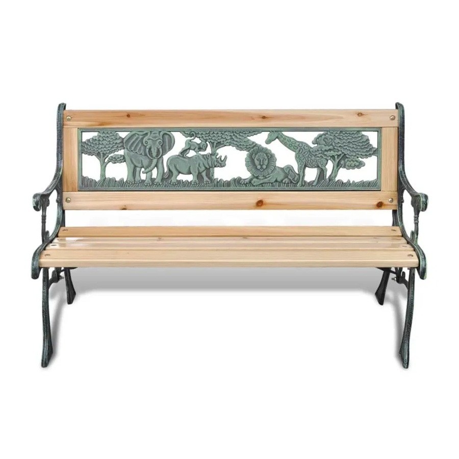 vidaXL Kinder-Gartenbank aus Holz und Eisen in Braun im Retro-Stil, Breite: 84 cm - Bild 2