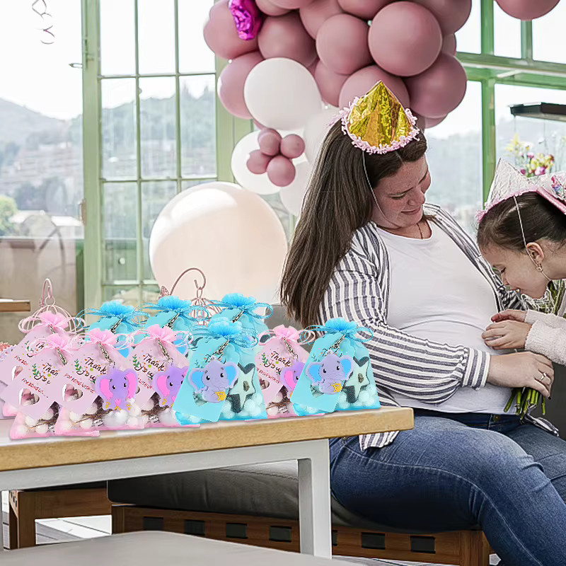 YONGSNOW Elefant Schlüsselanhänger, Blau Rosa, Kinder - Bild 1