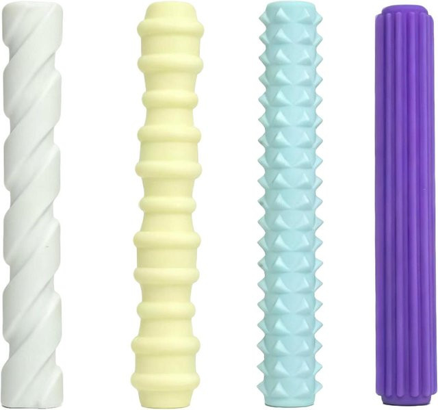 4 Stück Silikon-Stiftgriffe von Binchi Outdoor Product in Multicolour, sensorische Fidget-Rollen für Kinder und Erwachsene zur Unterstützung bei ADHS, Autismus und zum Stressabbau sowie Fingerfertigkeitstraining - Bild 1
