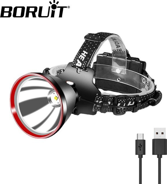 Boruit LED-Scheinwerfer mit 5000lm, USB wiederaufladbare Arbeitslampe und 18650 Batterie, Schwarz - Bild 1