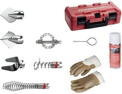 Rothenberger Werkzeugset 72936 Rohrreinigungsspirale in Rot, 10-teilig, für Spülrohre 16mm - Bild 1