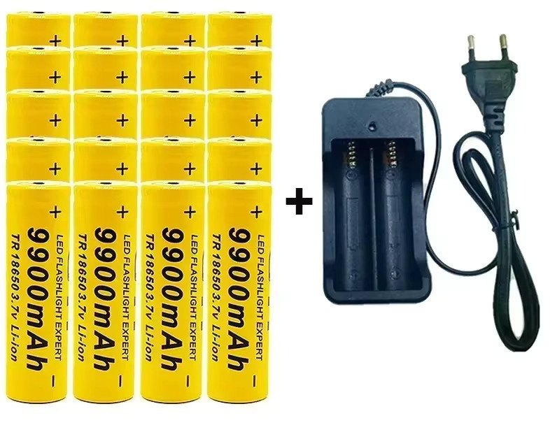 Lerp Lithium-Ionen-Akku 18650 mit Ladegerät, 9900mAh, 3,7V, Gelb - Bild 3