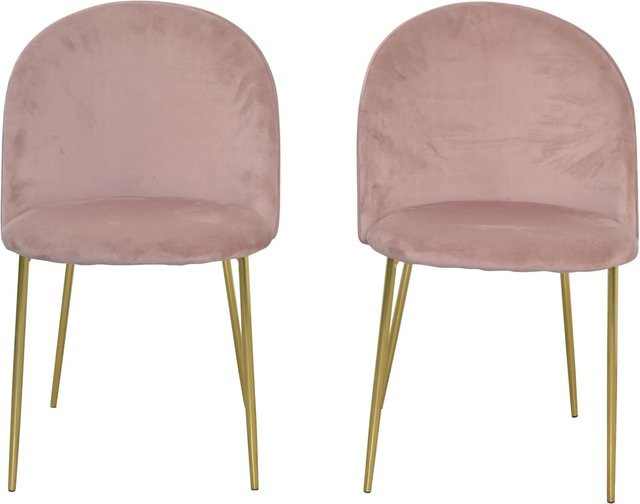 Möbel Direkt Online 2er Set Polsterstühle in Pink mit Samtoptik und Stahlrohrgestell - Bild 1