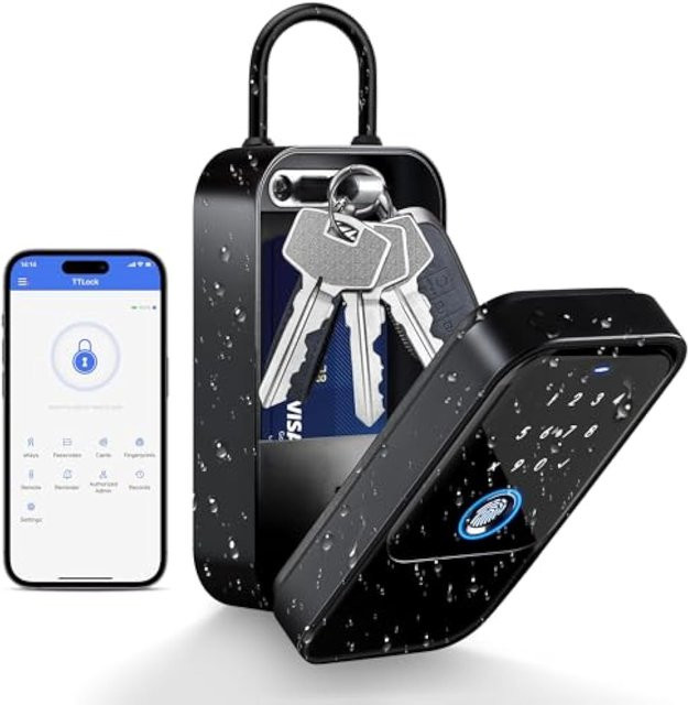 TTlock Smartkey Lock Box YRHAND Elektronischer Schlüsselkasten mit App-Steuerung, Bluetooth und digitalem Code, Schwarz - Bild 1