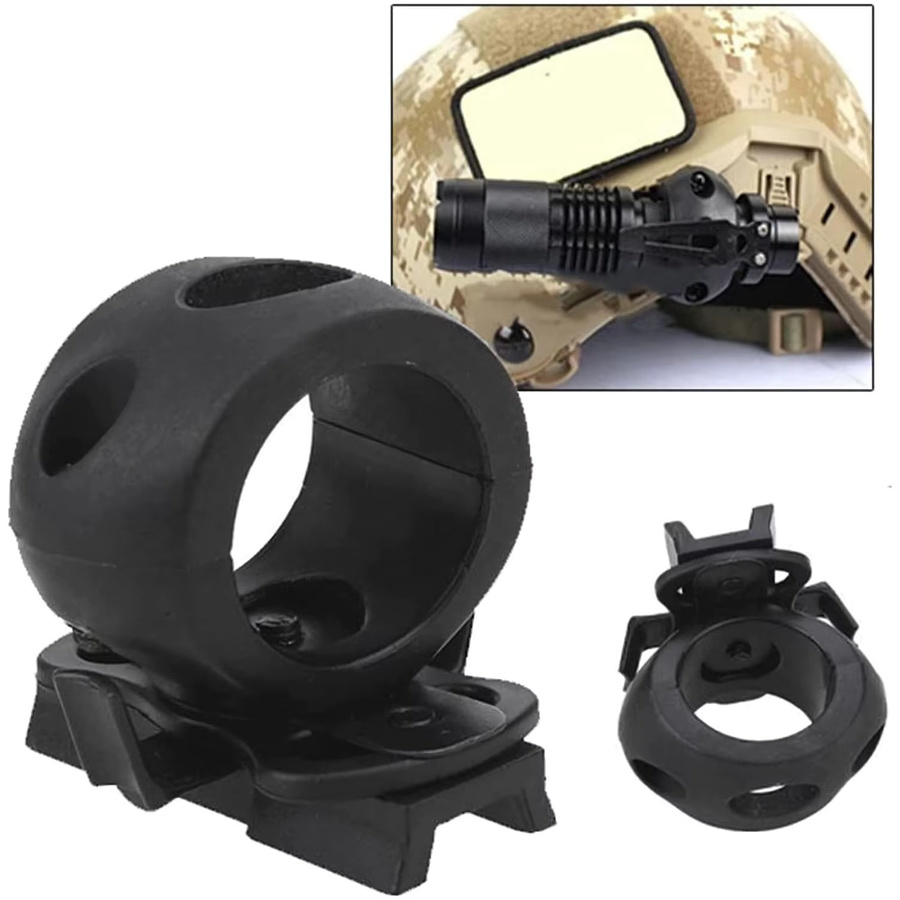 BOOIU Helm-Taschenlampen-Halter-Clip in Schwarz für schnelles taktisches Helm-Mount-Klemmadapter mit 60-Grad-Universal-Schienen-Helm-Zubehör - Bild 5