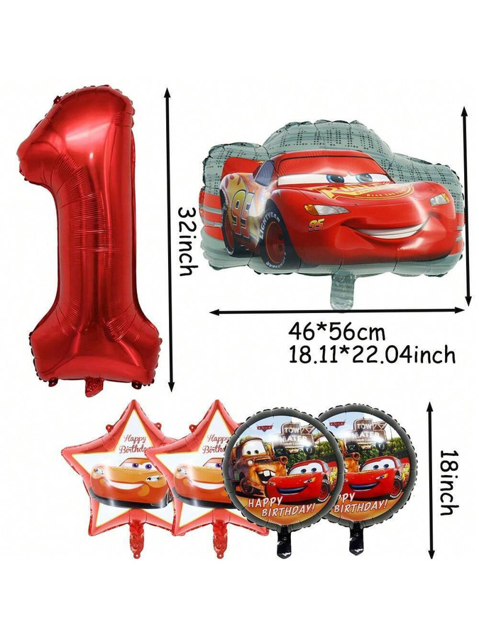 Molia Aluminium-Folienballon Set mit Rennauto-Motiv zur Dekoration für Kindergeburtstage - Bild 2