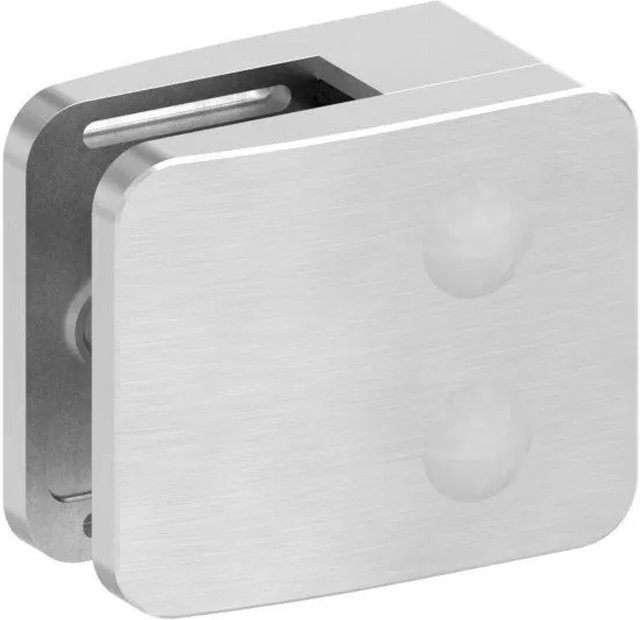 FeNau Endglasklemme aus Edelstahl V4A in Silber Matt, Eckig für Sichtschutz, B/T/H: 180 x 180 x 140 mm - Bild 1