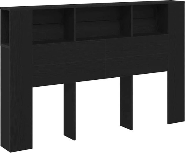 vidaXL Kopfteil Schrank in Schwarz und Eichen-Optik mit Seitenfächern, B/T/H: 120 x 18,5 x 102,5 cm - Bild 1