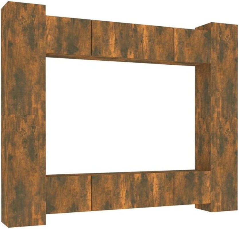 Vidaxl 8-teiliges TV-Schrank-Set aus Holzwerkstoff in Räuchereiche Braun im klassischen Industrial-Stil - Bild 1