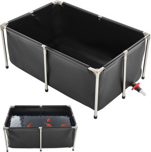 VEVOR Canvas Fischteich aus PVC, faltbarer Koi-Teich für Aquakultur und Bewässerung, Schwarz, Volumen: 480 l - Bild 1