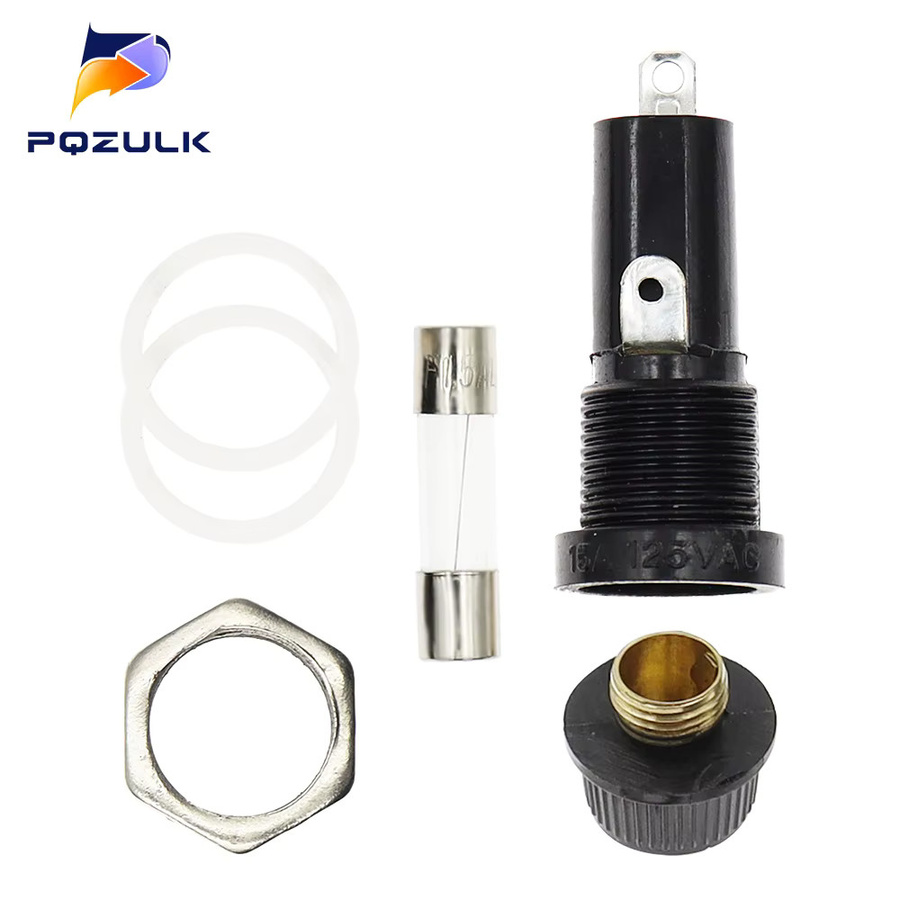 PQZULK Sicherungshalter Set für Glas Sicherungen, Panel Mount, Schwarz, 5 Stück (5x20mm und 6x30mm) - Bild 2