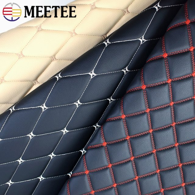 Meetee Kunstleder-Stoff mit PVC-Schaumstoff-Zwischenschicht in Beige, 45 x 160 cm, Nähzubehör für Stickerei, Sofa und Auto - Bild 1