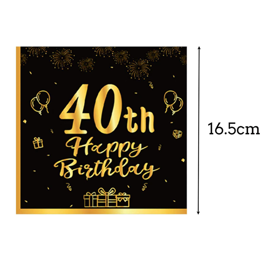 20 Stück Geburtstag Servietten in Schwarz und Gold aus Papier für deine Party Dekoration - Bild 2