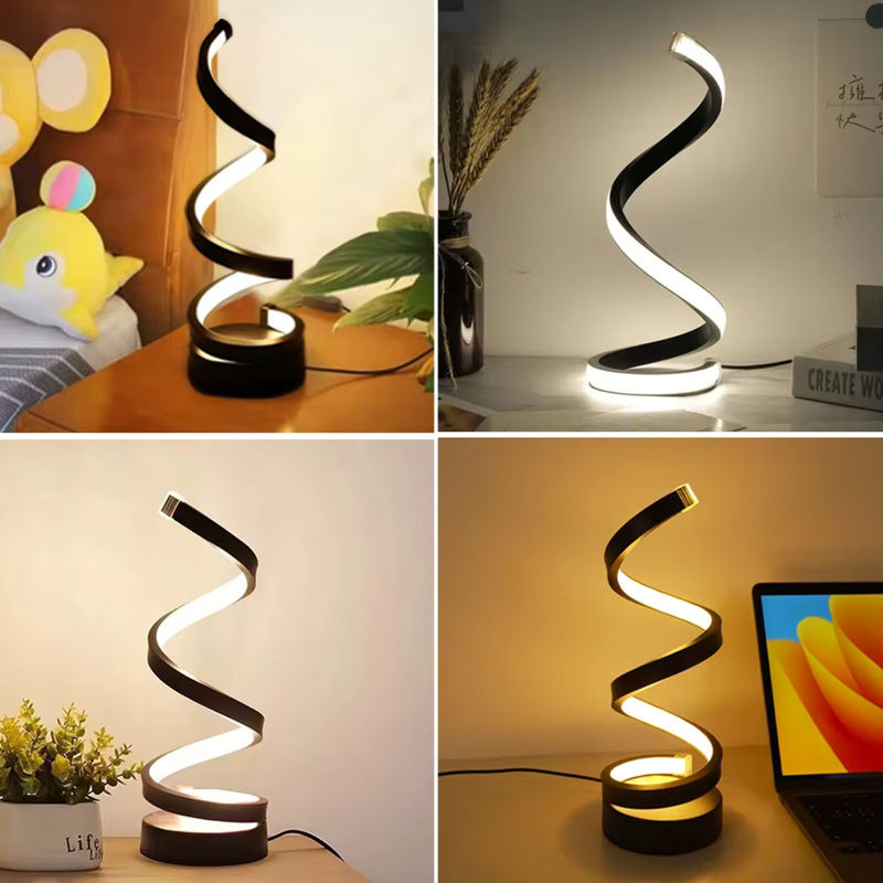 GGBEE Moderne LED Tischlampe Spirale mit USB-Anschluss, Dimmbar, Weiß oder Schwarz - Bild 5