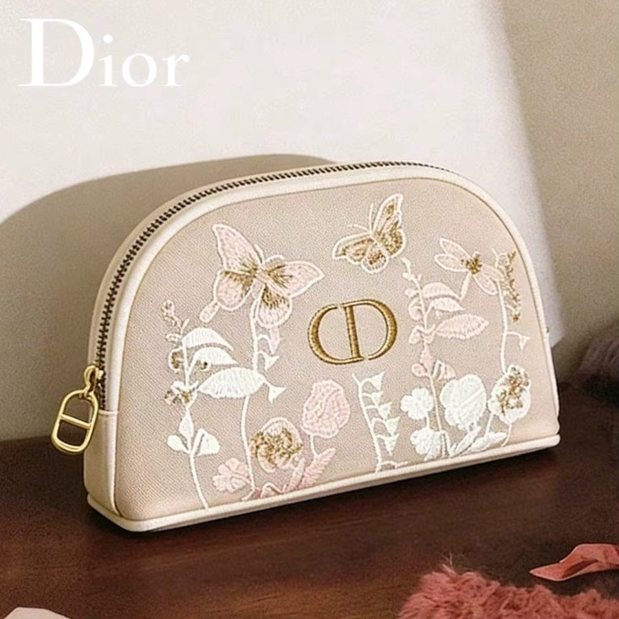 Christian Dior Kosmetiktasche mit Blumen- und Schmetterlingsstickerei - Bild 2