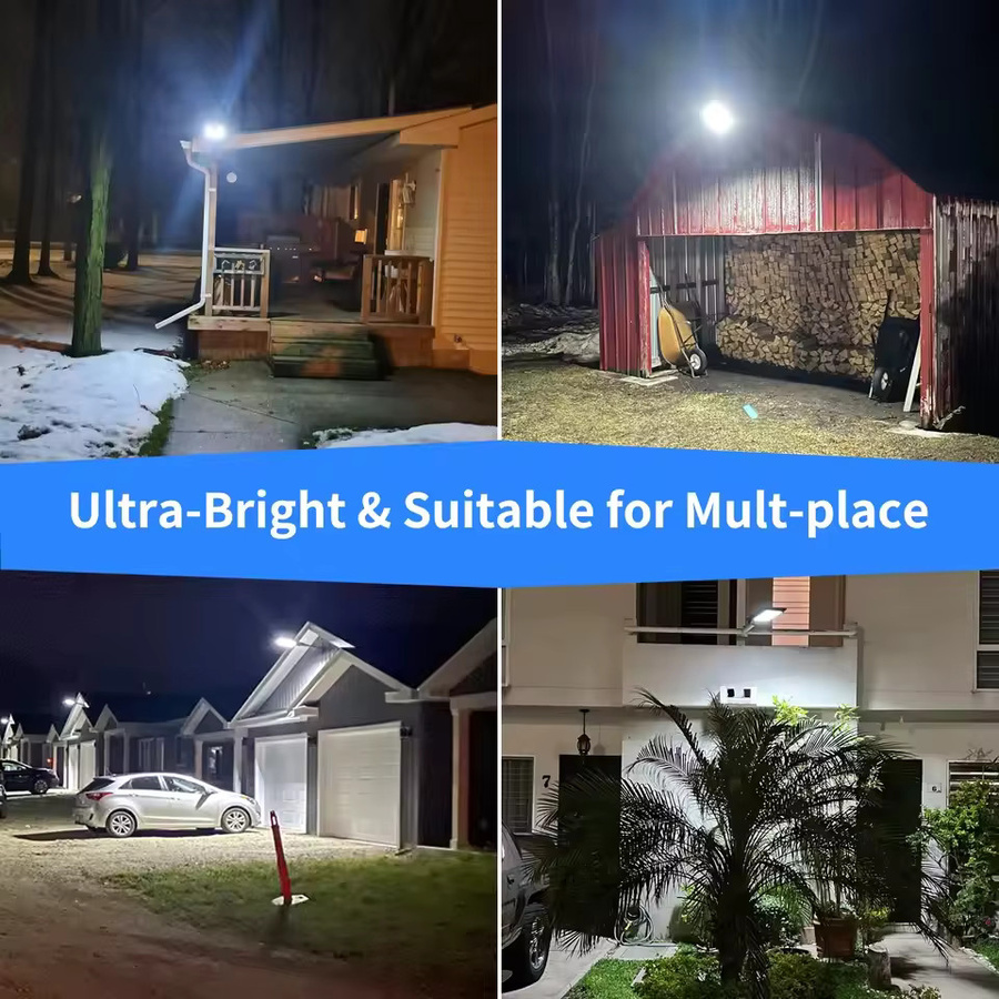 YQCHEZI Solar-Flutlicht mit 20000 Lumen, wasserdichte LED-Solar-Straßenleuchte mit Bewegungssensor für den Garten, Schwarz - Bild 6