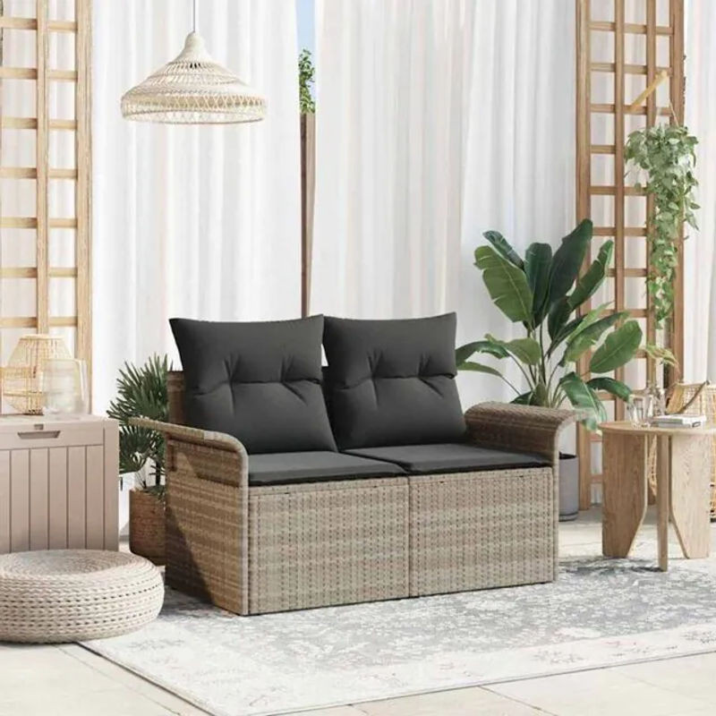 Modernes Gartensofa aus Polyrattan mit Kissen von Vidaxl in Grau, B/T/H: 141 x 62 x 69 cm - Bild 1