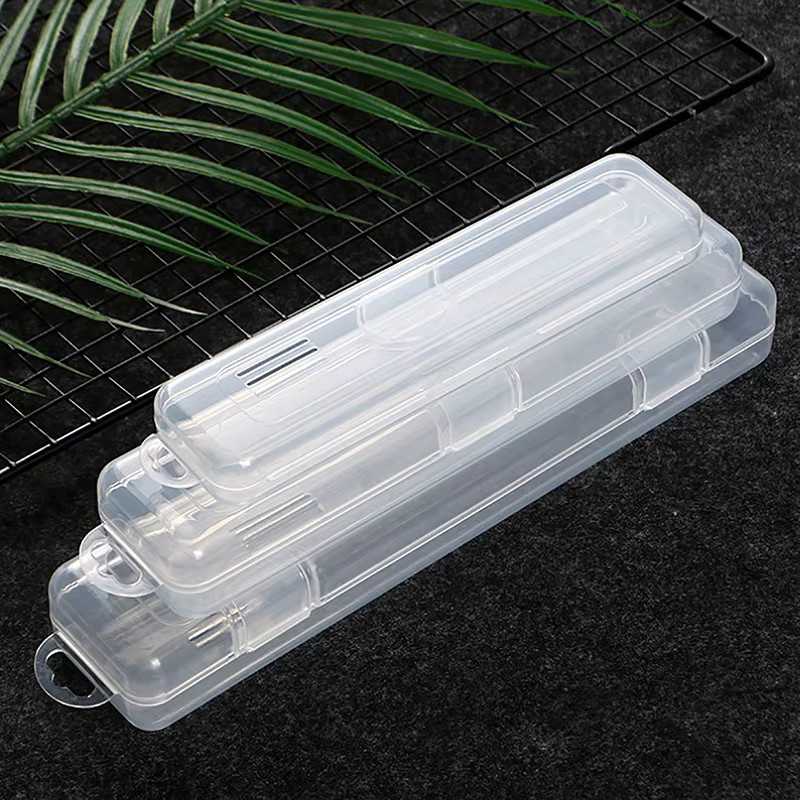 Tragbare transparente Kunststoff-Aufbewahrungsbox mit Haken für Besteck, Essstäbchen oder Make-up-Pinsel - Bild 4