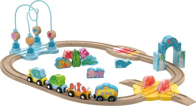 LUPILU Holz Eisenbahnset Montessori Unterwasserwelt ab 1,5 Jahren - Bild 1
