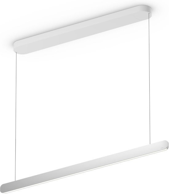 Occhio Mito linear volo 100 up LED-Pendelleuchte in Weiß matt mit silbernem Kopf, dimmbar mit Occhio air Modul und x-tra warm LED (2200K - 3500K), höhenverstellbar von 65 bis 165 cm - Bild 1
