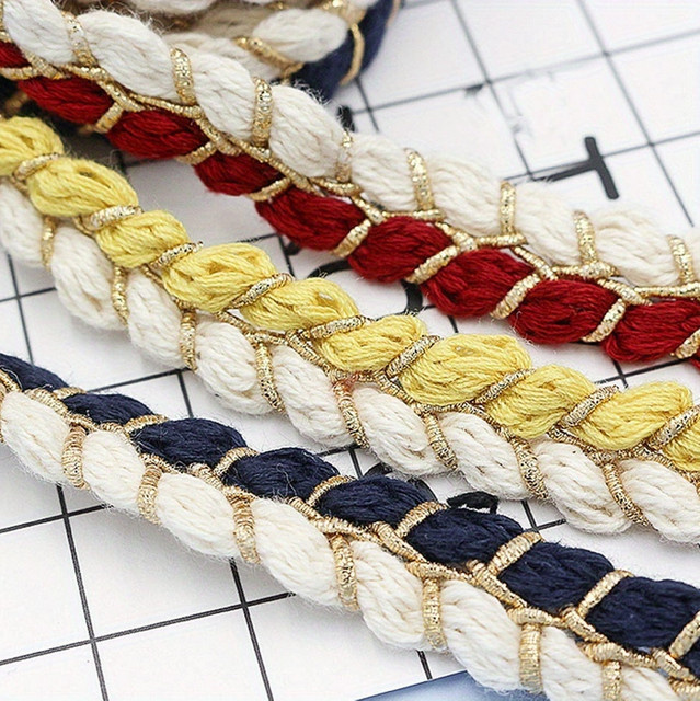 Goldfaden Geflochtenes Band Zweifarbige Dekorative Spitzenborte in Gold und Schwarz für DIY-Kleidung und Taschenherstellung - Bild 1