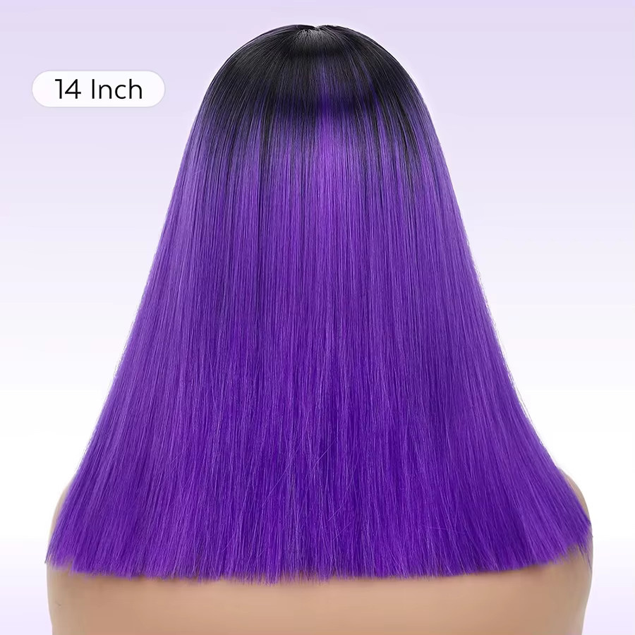WENYAN Perücke, Bob-Perücke, Ombre Lila, Synthetisch, 14 Zoll - Bild 2