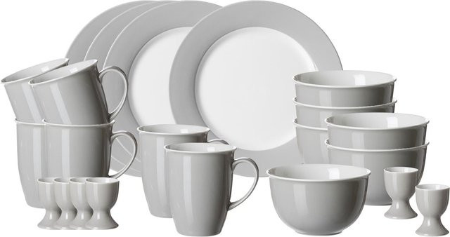 Ritzenhoff & Breker Frühstücksservice Doppio 24er Set aus Glas in Grau, Rot und Weiß - Bild 1