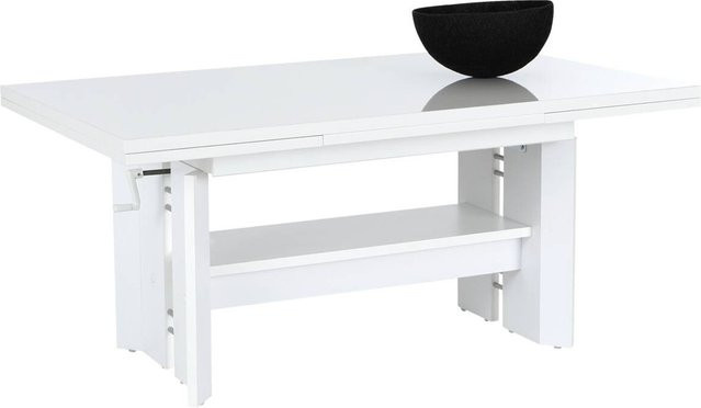 Hela Couchtisch DARIO in Weiß, höhenverstellbar und auslaufbar, glänzend, B/H/T: 110 x 50 x 68 cm - Bild 1