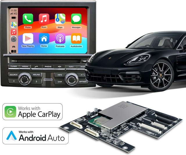 LEXXSON OEM Bildschirm-Upgrade Decoder-Box für Porsche PCM3.1 mit Wireless CarPlay, Android Auto und Mirror Link in Schwarz - Bild 1