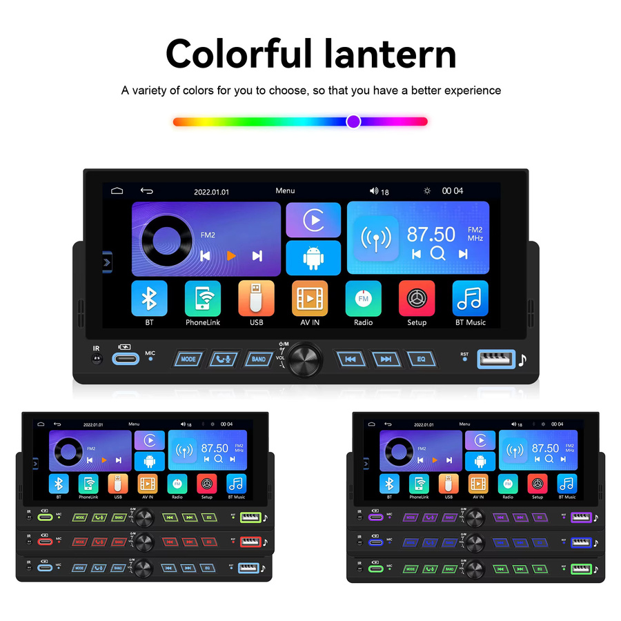 Podofo 1DIN Autoradio mit 6,86 Zoll Touchscreen, Carplay, Android Auto, Bluetooth und USB in Schwarz - Bild 6