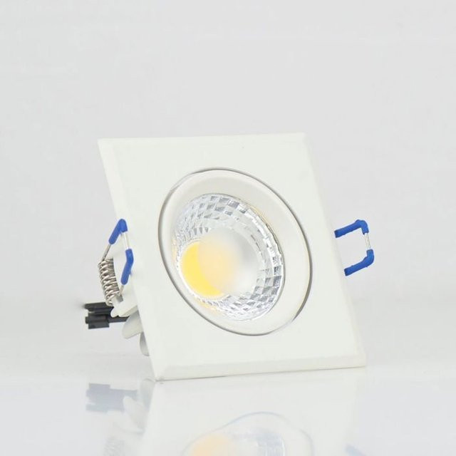 Quadratischer weißer LED-Einbaustrahler 3W dimmbar B/B/H: 90 x 90 x 9 mm - Bild 1
