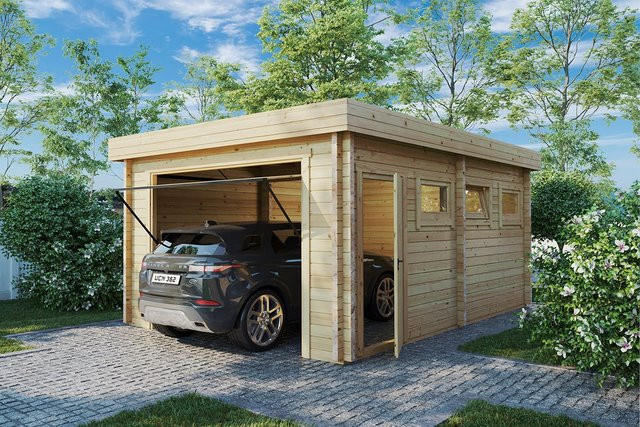 Holz-Fertiggarage Deluxe C mit Schwingtor, B/B: 6 x 4 m - Bild 1