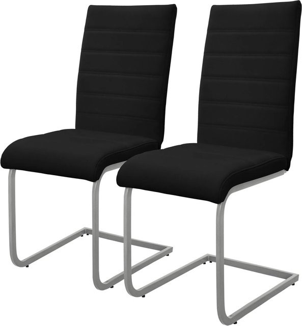 ML-Design Esszimmerstuhl Freischwinger 2er Set in Schwarz mit Kunstlederbezug - Bild 2