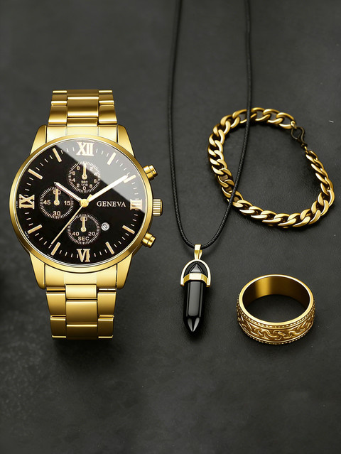 CMK Armbanduhr Quarz, Edelstahl, Gold, Herren, Analoguhr, Datum - Bild 1