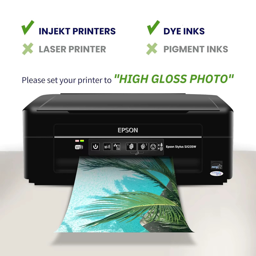 ESHANG Glänzendes Fotopapier für Tintenstrahldrucker, Farbe: Weiß, Format: A4 - Bild 3
