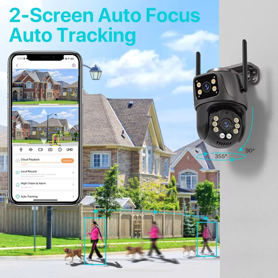 Uzoom XMeye 8-Kanal 4K NVR WLAN Sicherheitskamera-Set mit 6MP PTZ Außenkameras, KI-Menschenerkennung und Nachtsicht - Bild 6