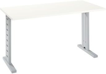 Home Office Schreibtisch Moxxo IQ in Weiß und Silber, Rechteck mit C-Fuß, B/T/H: 130 x 65 x 73,5 cm - Bild 1