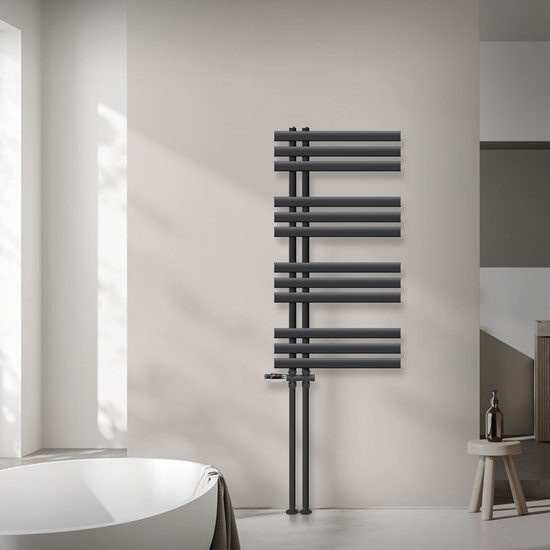 LuxeBath Badheizkörper Iron EM Anthrazit mit Thermostat und Wandmontage, H: 100 cm, B: 50 cm - Bild 1